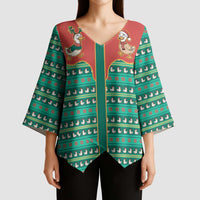 Western Yoke Kimono Sleeve Blouse Merry Duckmas Funny Style - Wonder Print Shop