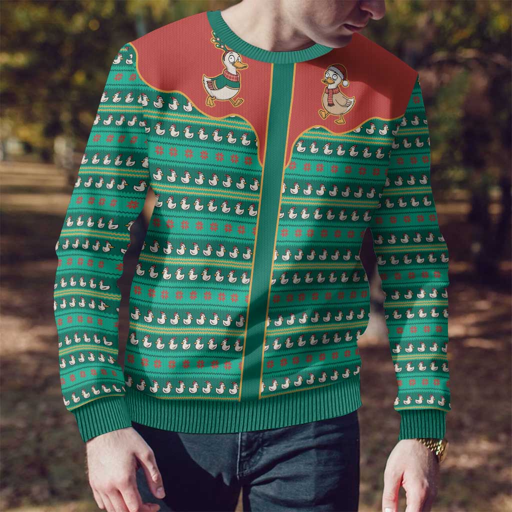 Western Yoke Ugly Christmas Sweater Merry Duckmas Funny Style - Wonder Print Shop