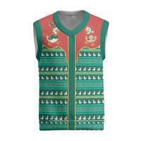 Western Yoke Christmas Knitted V-Neck Vest Merry Duckmas Funny Style - Wonder Print Shop