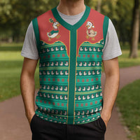 Western Yoke Christmas Knitted V-Neck Vest Merry Duckmas Funny Style - Wonder Print Shop