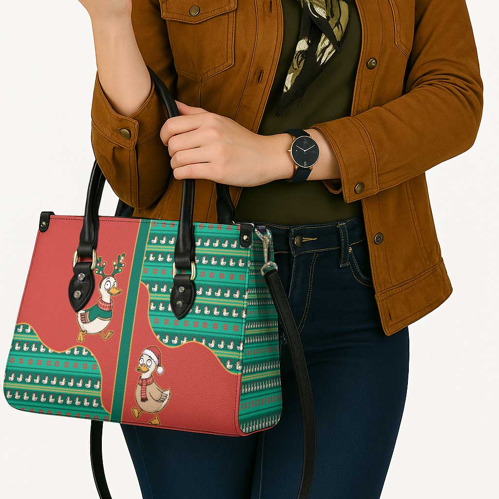 Western Yoke Leather Bag Merry Duckmas Funny Style - Wonder Print Shop