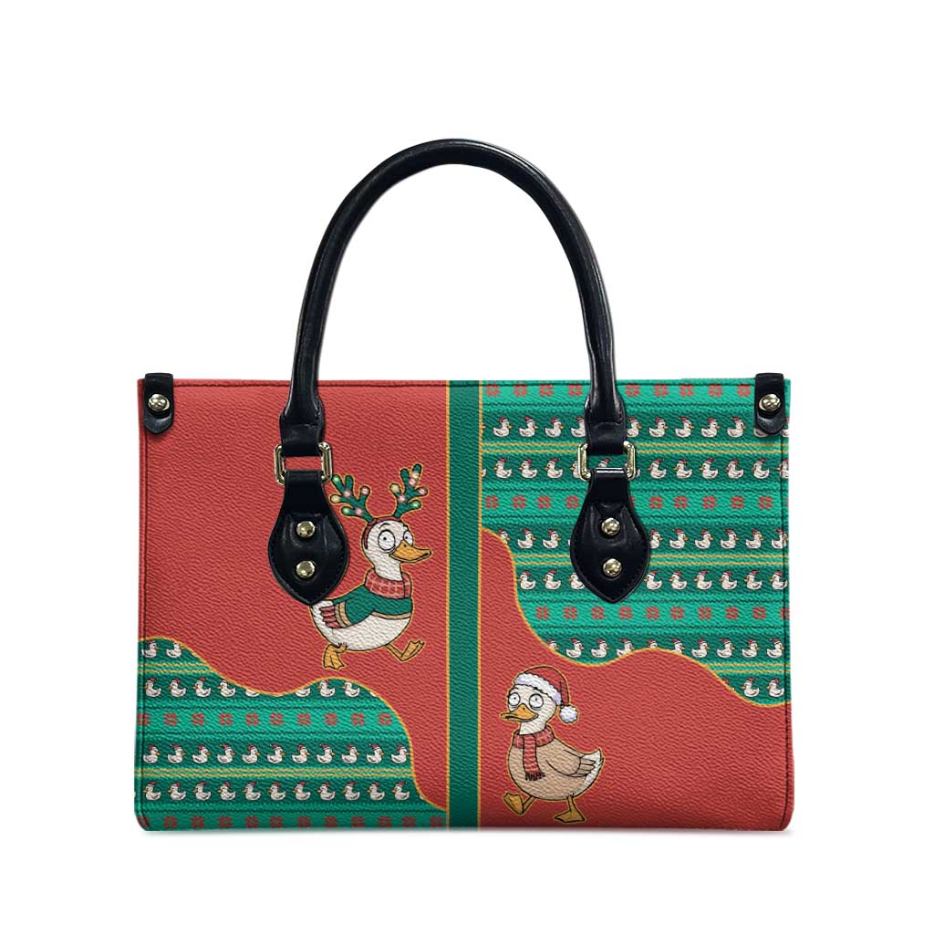 Western Yoke Leather Bag Merry Duckmas Funny Style - Wonder Print Shop