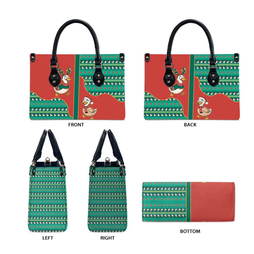 Western Yoke Leather Bag Merry Duckmas Funny Style - Wonder Print Shop