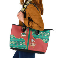 Western Yoke Leather Tote Bag Merry Duckmas Funny Style - Wonder Print Shop