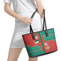 Western Yoke Leather Tote Bag Merry Duckmas Funny Style - Wonder Print Shop