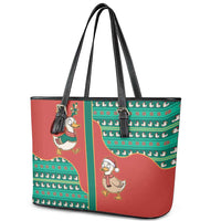 Western Yoke Leather Tote Bag Merry Duckmas Funny Style - Wonder Print Shop