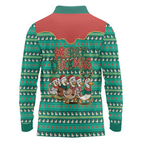 Western Yoke Long Sleeve Polo Shirt Merry Duckmas Funny Style - Wonder Print Shop
