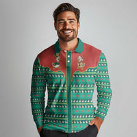 Western Yoke Long Sleeve Polo Shirt Merry Duckmas Funny Style - Wonder Print Shop