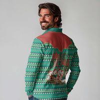 Western Yoke Long Sleeve Polo Shirt Merry Duckmas Funny Style - Wonder Print Shop