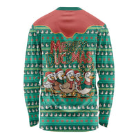 Western Yoke Long Sleeve Shirt Merry Duckmas Funny Style - Wonder Print Shop