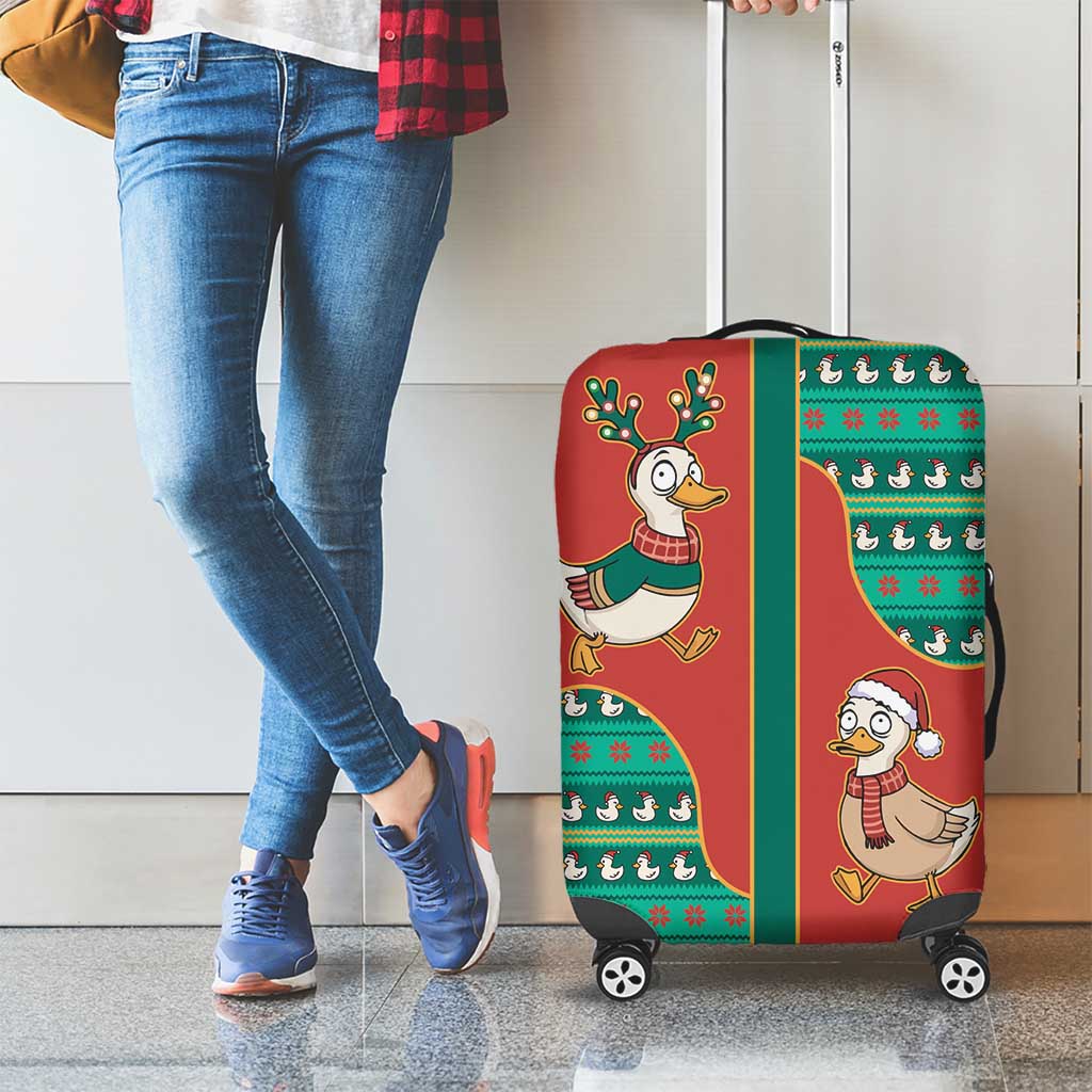 Western Yoke Luggage Cover Merry Duckmas Funny Style - Wonder Print Shop