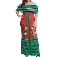Western Yoke Off Shoulder Maxi Dress Merry Duckmas Funny Style - Wonder Print Shop