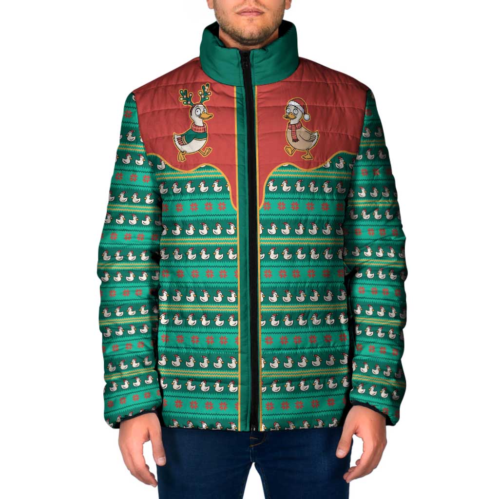 Western Yoke Padded Jacket Merry Duckmas Funny Style - Wonder Print Shop