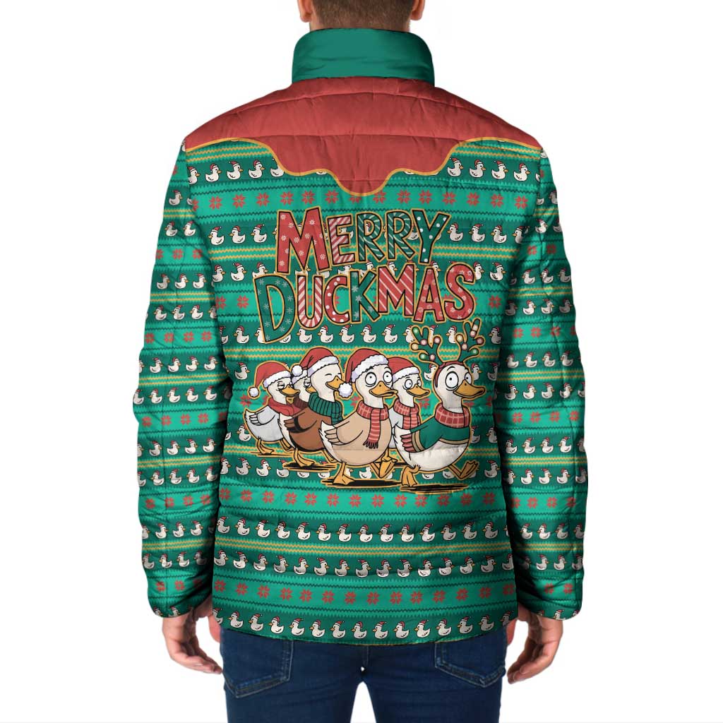 Western Yoke Padded Jacket Merry Duckmas Funny Style - Wonder Print Shop