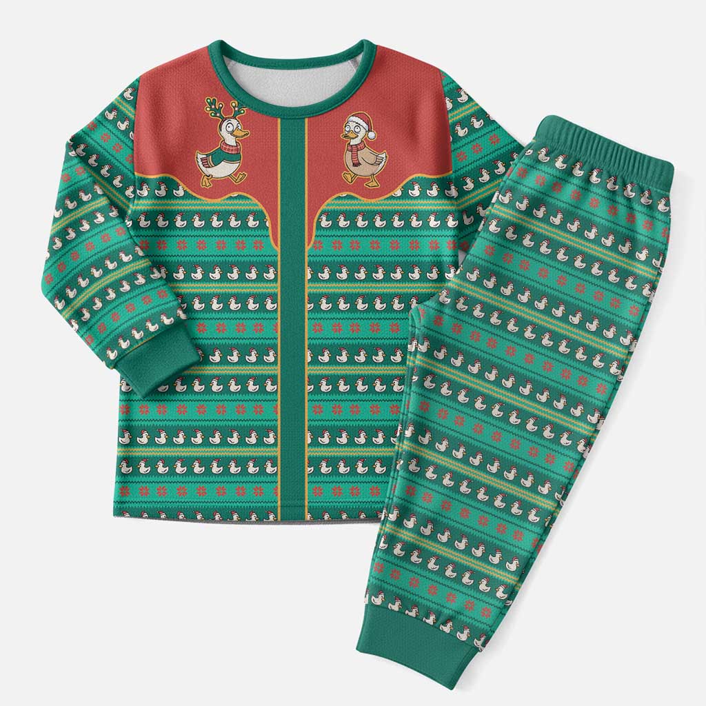 Western Yoke Christmas Pajama Set Merry Duckmas Funny Style - Wonder Print Shop