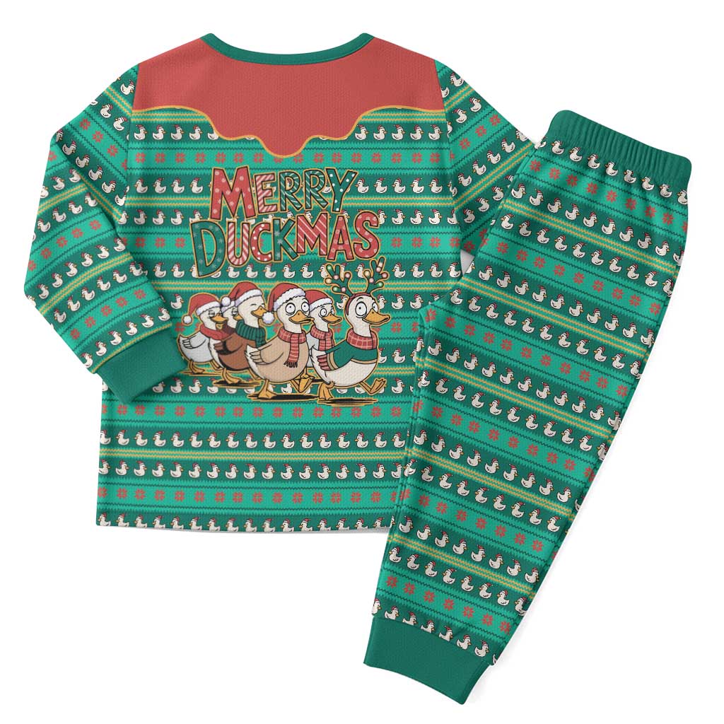 Western Yoke Christmas Pajama Set Merry Duckmas Funny Style - Wonder Print Shop