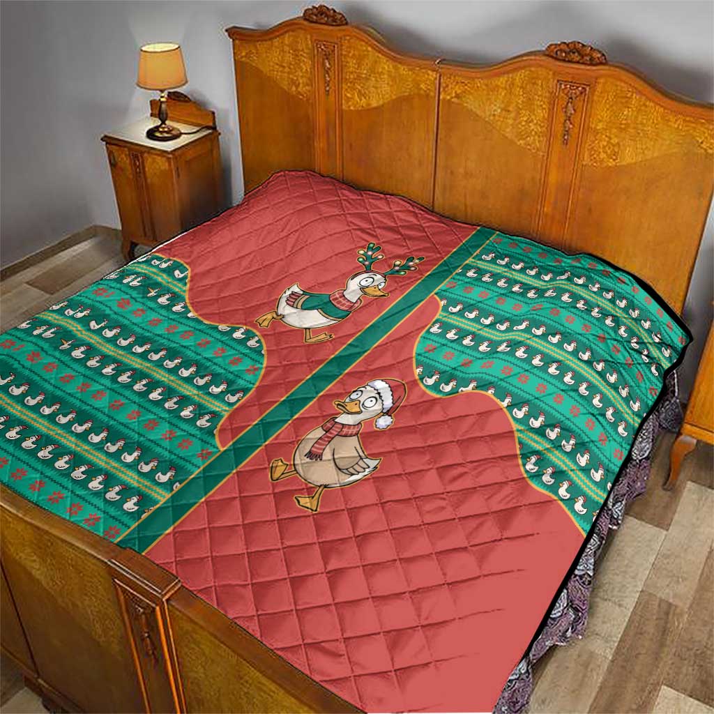 Western Yoke Quilt Merry Duckmas Funny Style - Wonder Print Shop