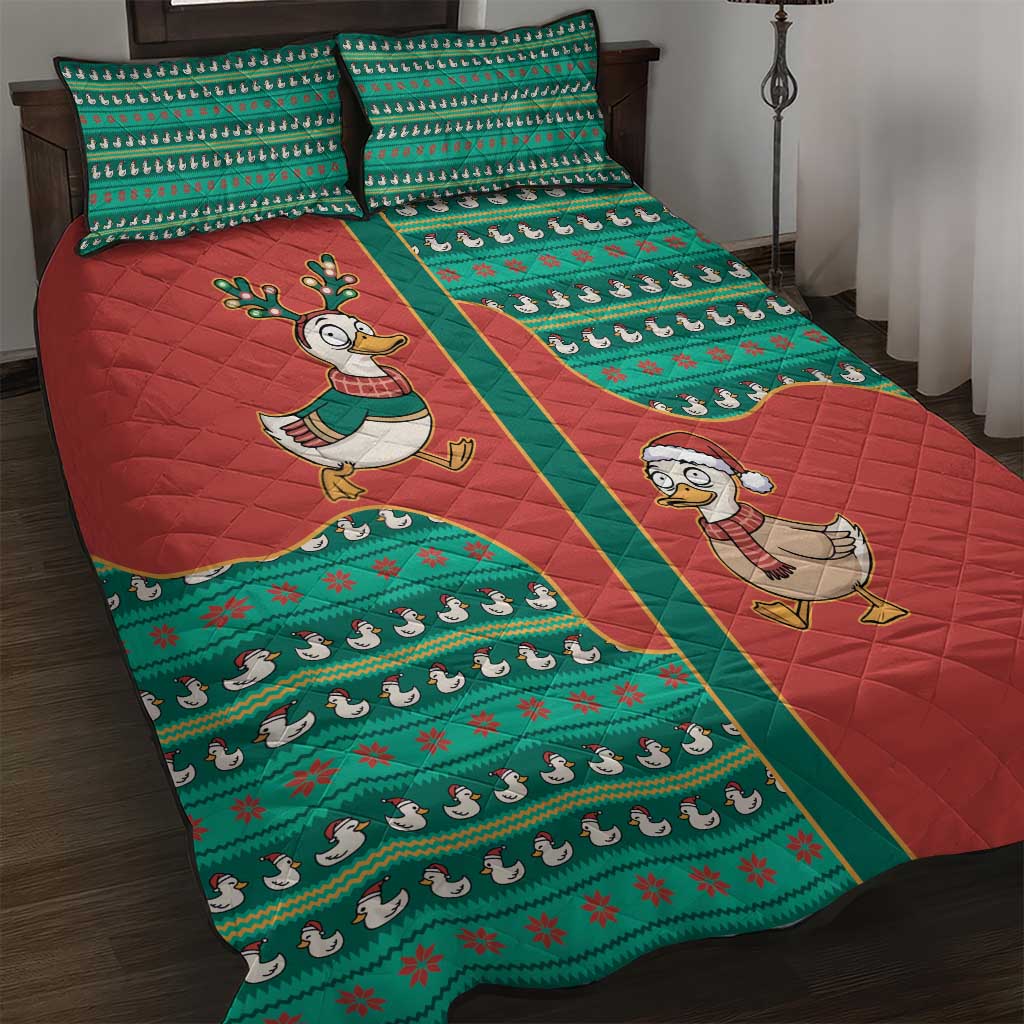 Western Yoke Quilt Bed Set Merry Duckmas Funny Style - Wonder Print Shop