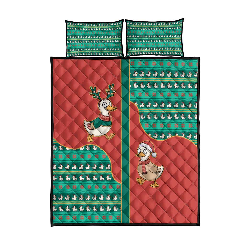 Western Yoke Quilt Bed Set Merry Duckmas Funny Style - Wonder Print Shop