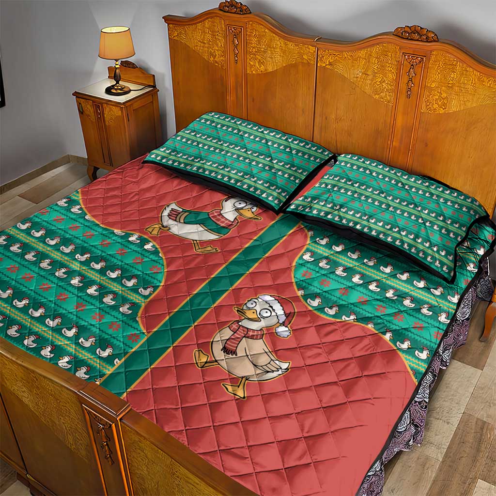 Western Yoke Quilt Bed Set Merry Duckmas Funny Style - Wonder Print Shop