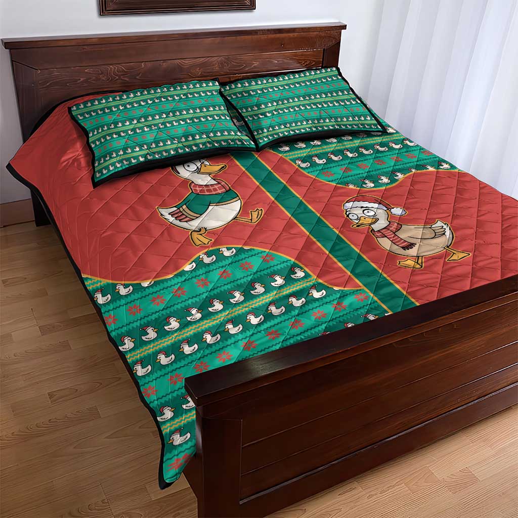 Western Yoke Quilt Bed Set Merry Duckmas Funny Style - Wonder Print Shop