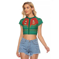 Western Yoke Raglan Cropped T Shirt Merry Duckmas Funny Style - Wonder Print Shop