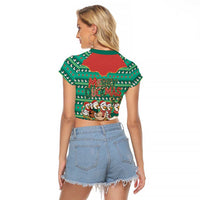 Western Yoke Raglan Cropped T Shirt Merry Duckmas Funny Style - Wonder Print Shop