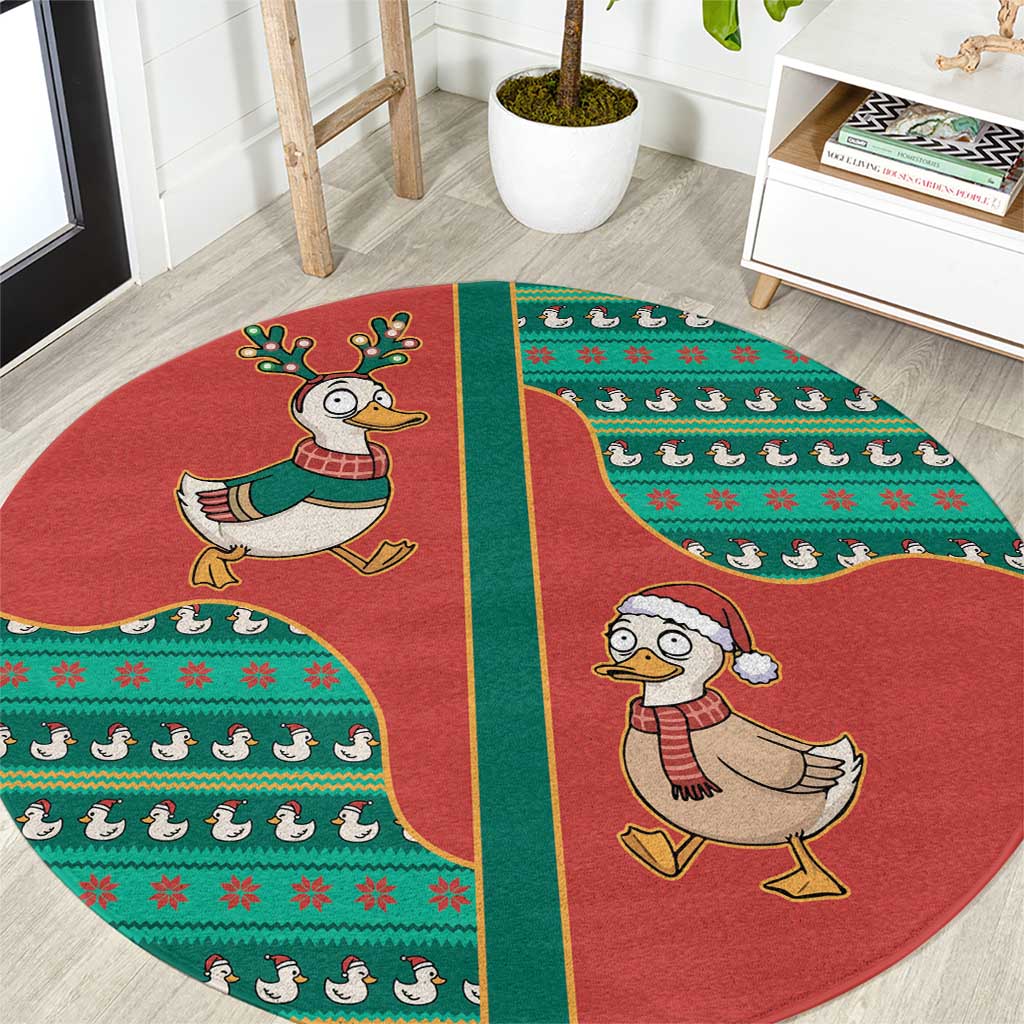 Western Yoke Round Carpet Merry Duckmas Funny Style - Wonder Print Shop