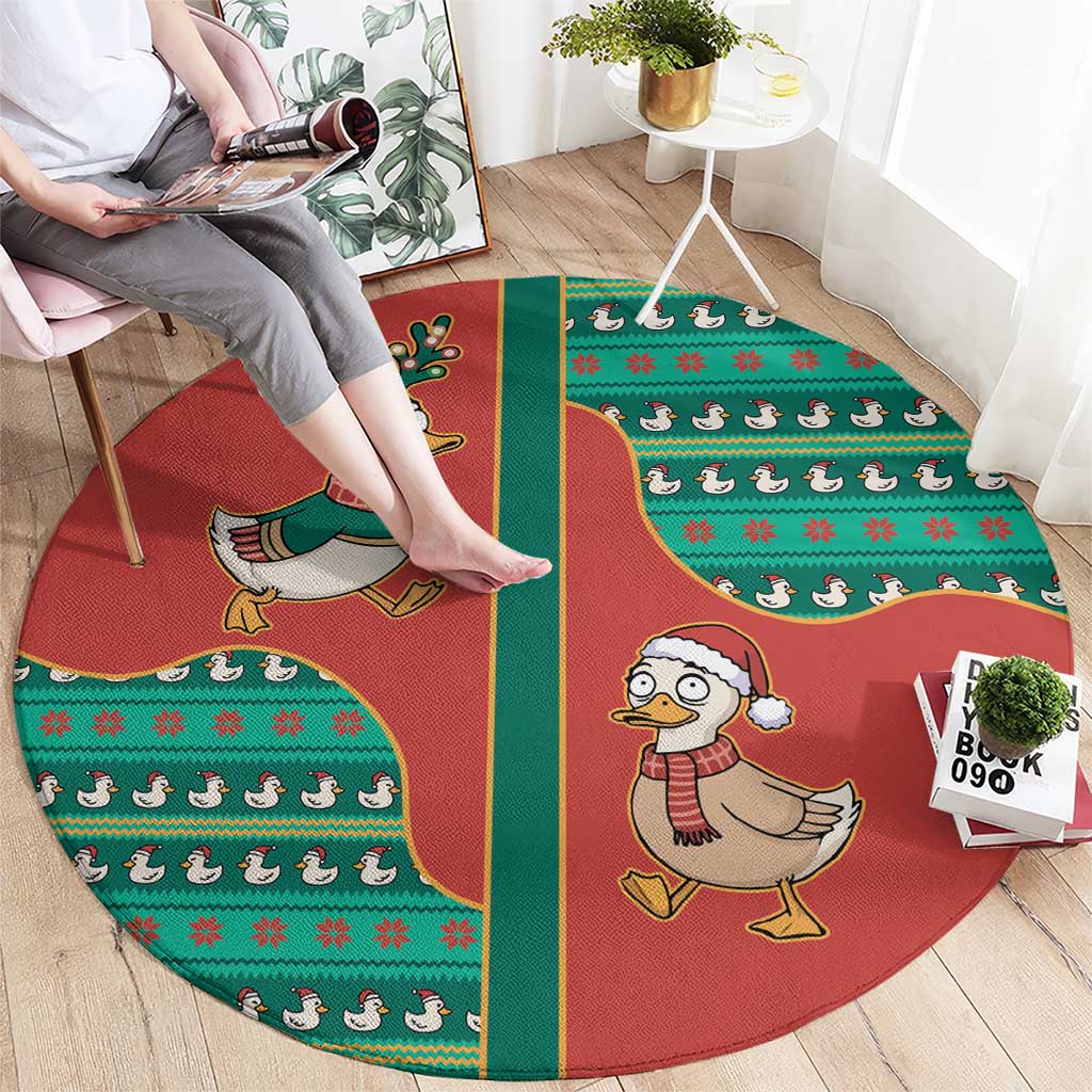 Western Yoke Round Carpet Merry Duckmas Funny Style - Wonder Print Shop