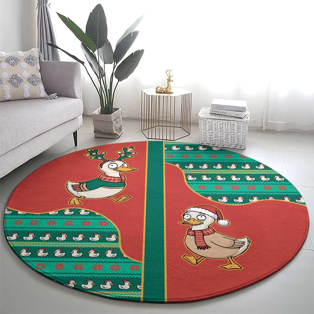 Western Yoke Round Carpet Merry Duckmas Funny Style - Wonder Print Shop
