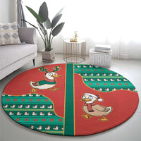Western Yoke Round Carpet Merry Duckmas Funny Style - Wonder Print Shop