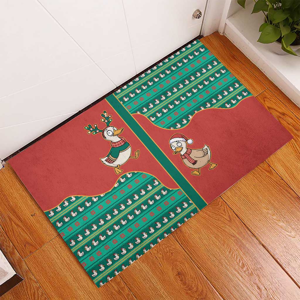 Western Yoke Rubber Doormat Merry Duckmas Funny Style - Wonder Print Shop