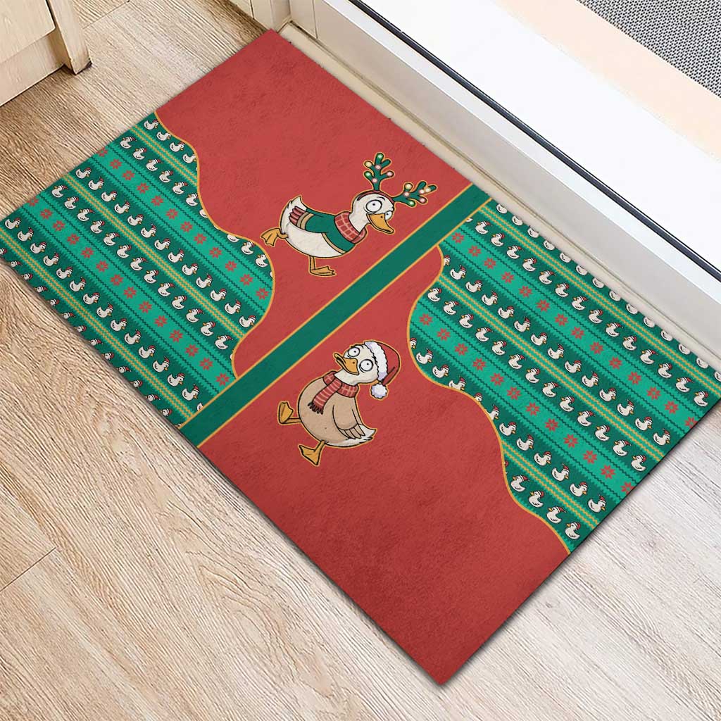Western Yoke Rubber Doormat Merry Duckmas Funny Style - Wonder Print Shop