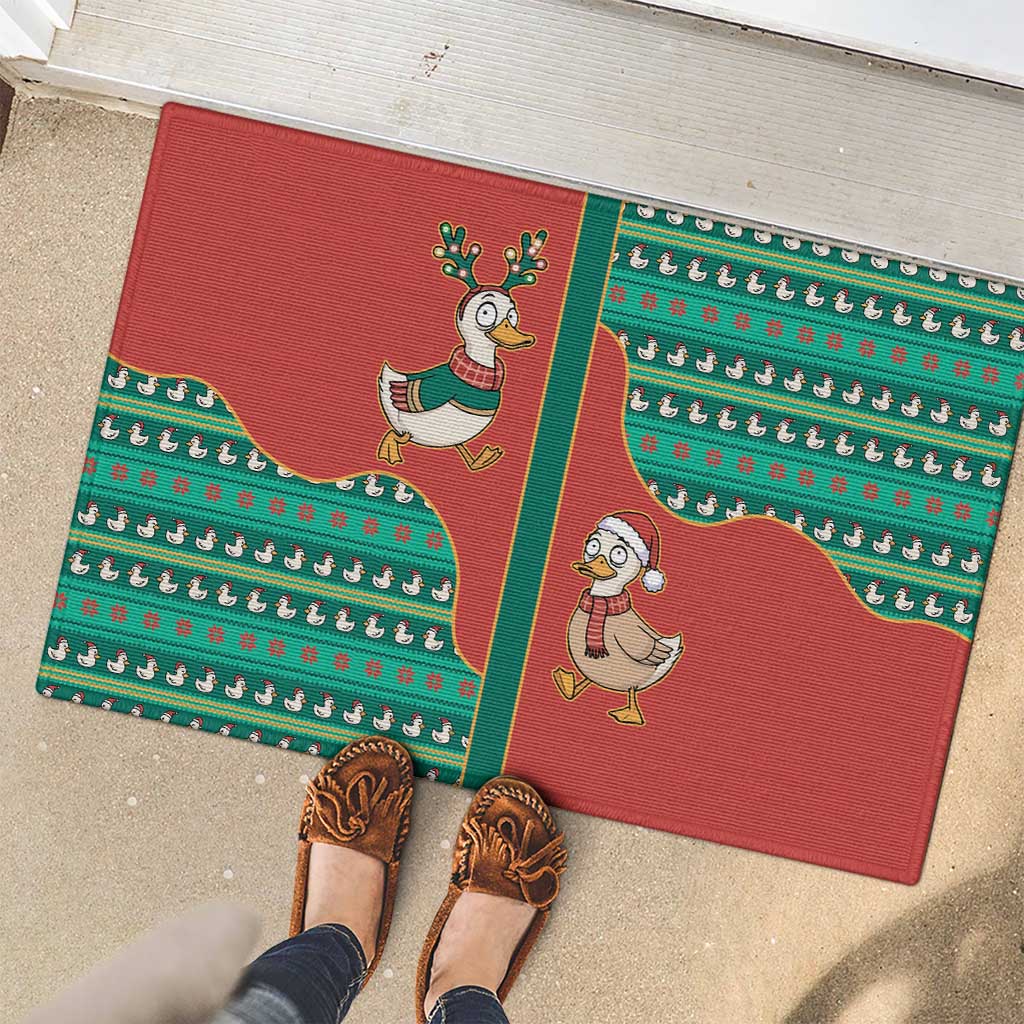 Western Yoke Rubber Doormat Merry Duckmas Funny Style - Wonder Print Shop
