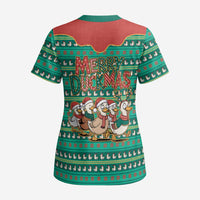 Western Yoke Scrub Top Merry Duckmas Funny Style - Wonder Print Shop