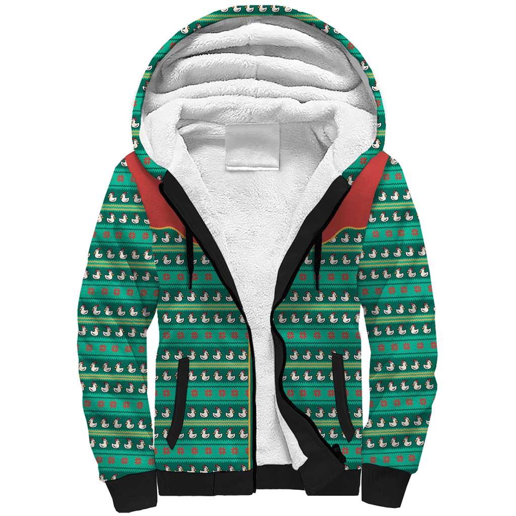 Western Yoke Sherpa Hoodie Merry Duckmas Funny Style - Wonder Print Shop