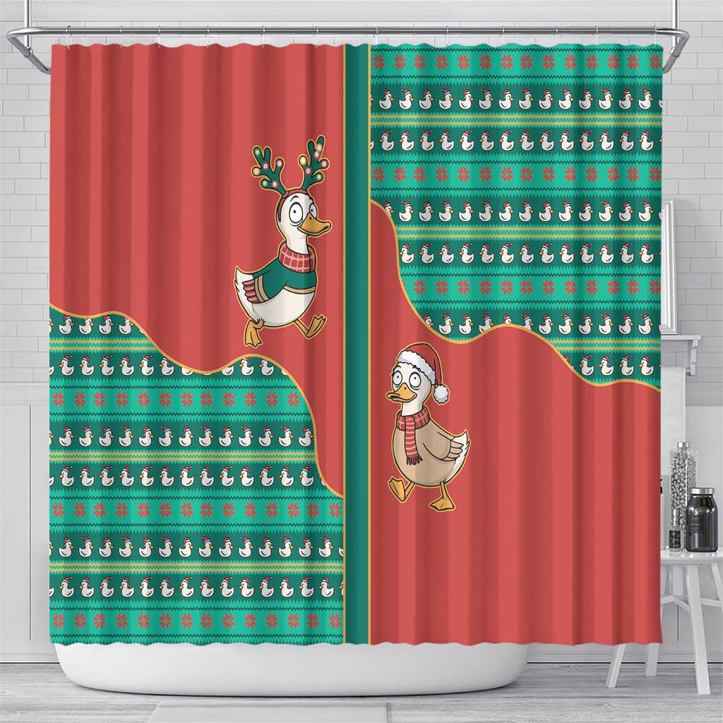 Western Yoke Shower Curtain Merry Duckmas Funny Style - Wonder Print Shop