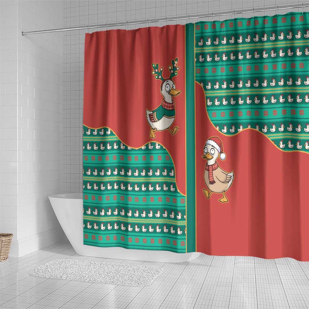 Western Yoke Shower Curtain Merry Duckmas Funny Style - Wonder Print Shop