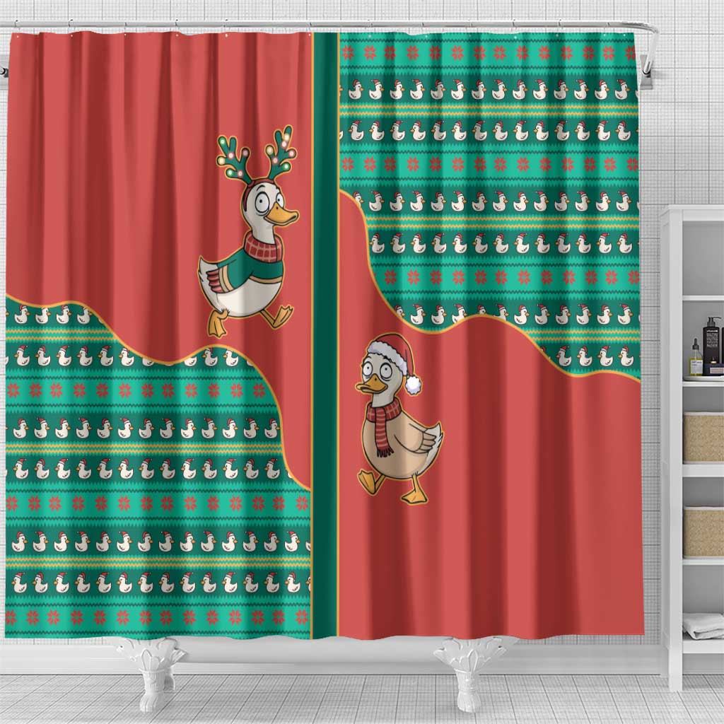 Western Yoke Shower Curtain Merry Duckmas Funny Style - Wonder Print Shop