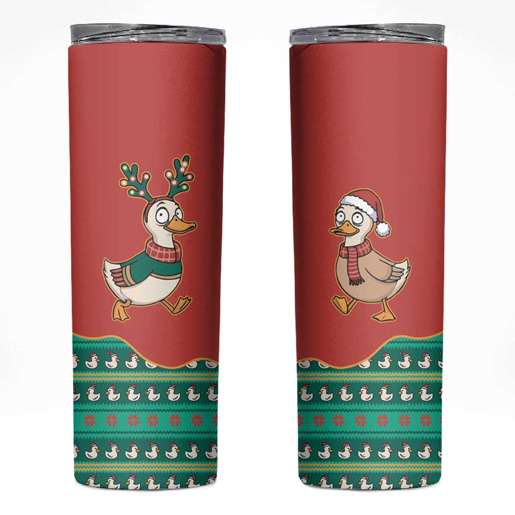 Western Yoke Skinny Tumbler Merry Duckmas Funny Style - Wonder Print Shop