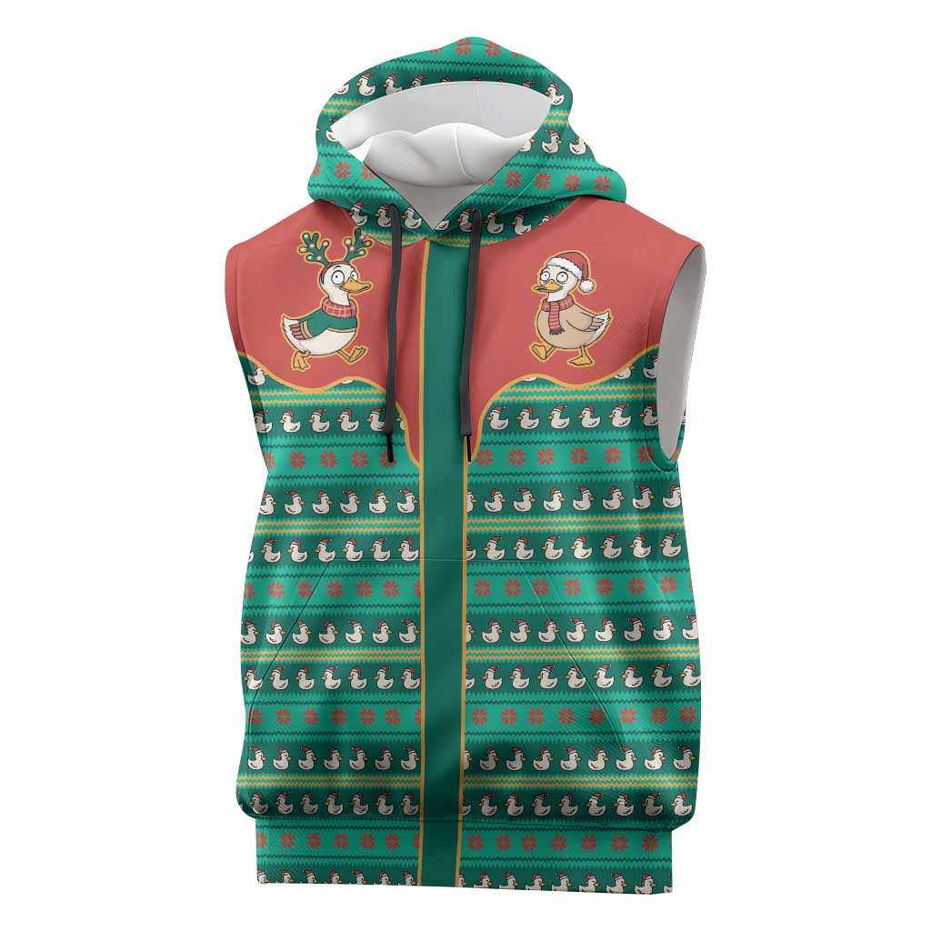 Western Yoke Sleeveless Hoodie Merry Duckmas Funny Style - Wonder Print Shop