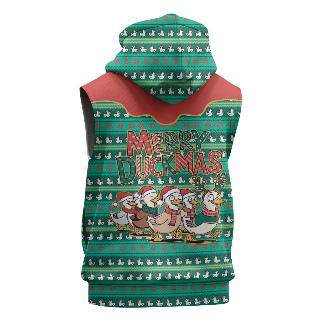 Western Yoke Sleeveless Hoodie Merry Duckmas Funny Style - Wonder Print Shop