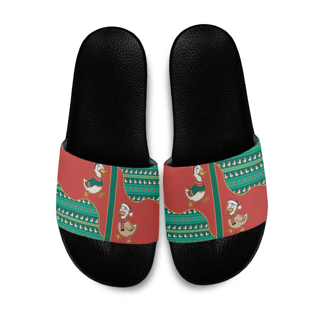 Western Yoke Slide Sandals Merry Duckmas Funny Style - Wonder Print Shop
