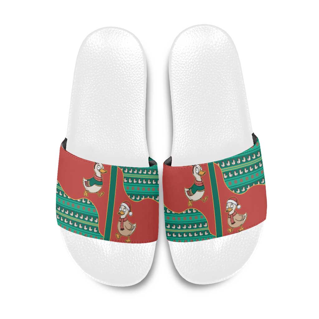 Western Yoke Slide Sandals Merry Duckmas Funny Style - Wonder Print Shop