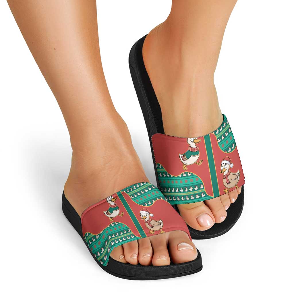 Western Yoke Slide Sandals Merry Duckmas Funny Style - Wonder Print Shop