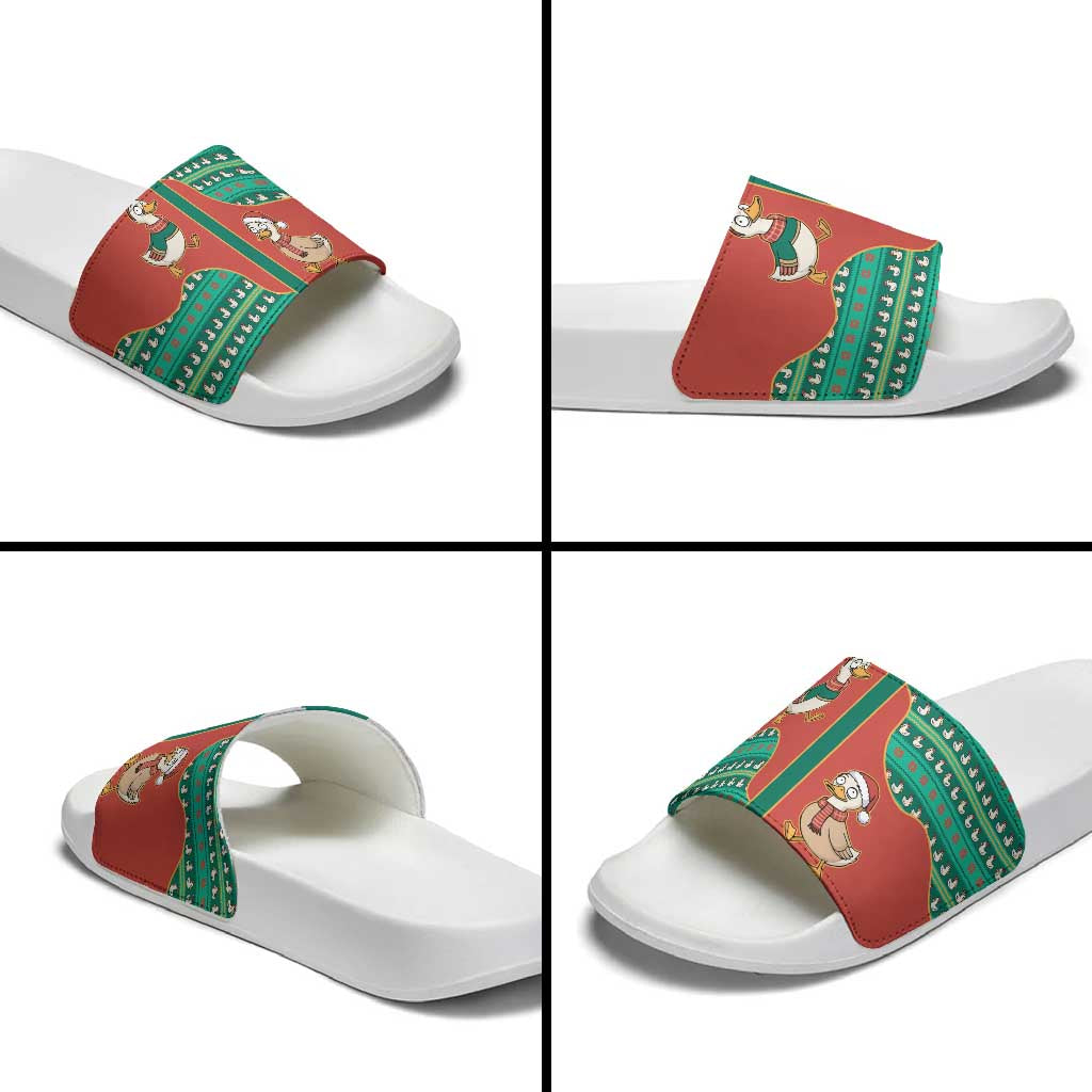 Western Yoke Slide Sandals Merry Duckmas Funny Style - Wonder Print Shop