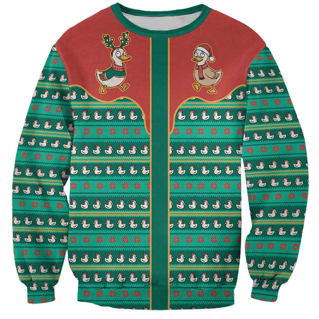 Western Yoke Sweatshirt Merry Duckmas Funny Style - Wonder Print Shop