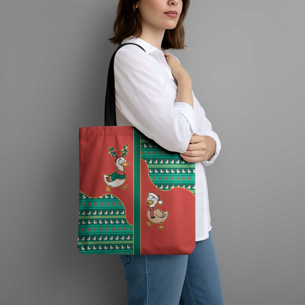 Western Yoke Tote Bag Merry Duckmas Funny Style - Wonder Print Shop