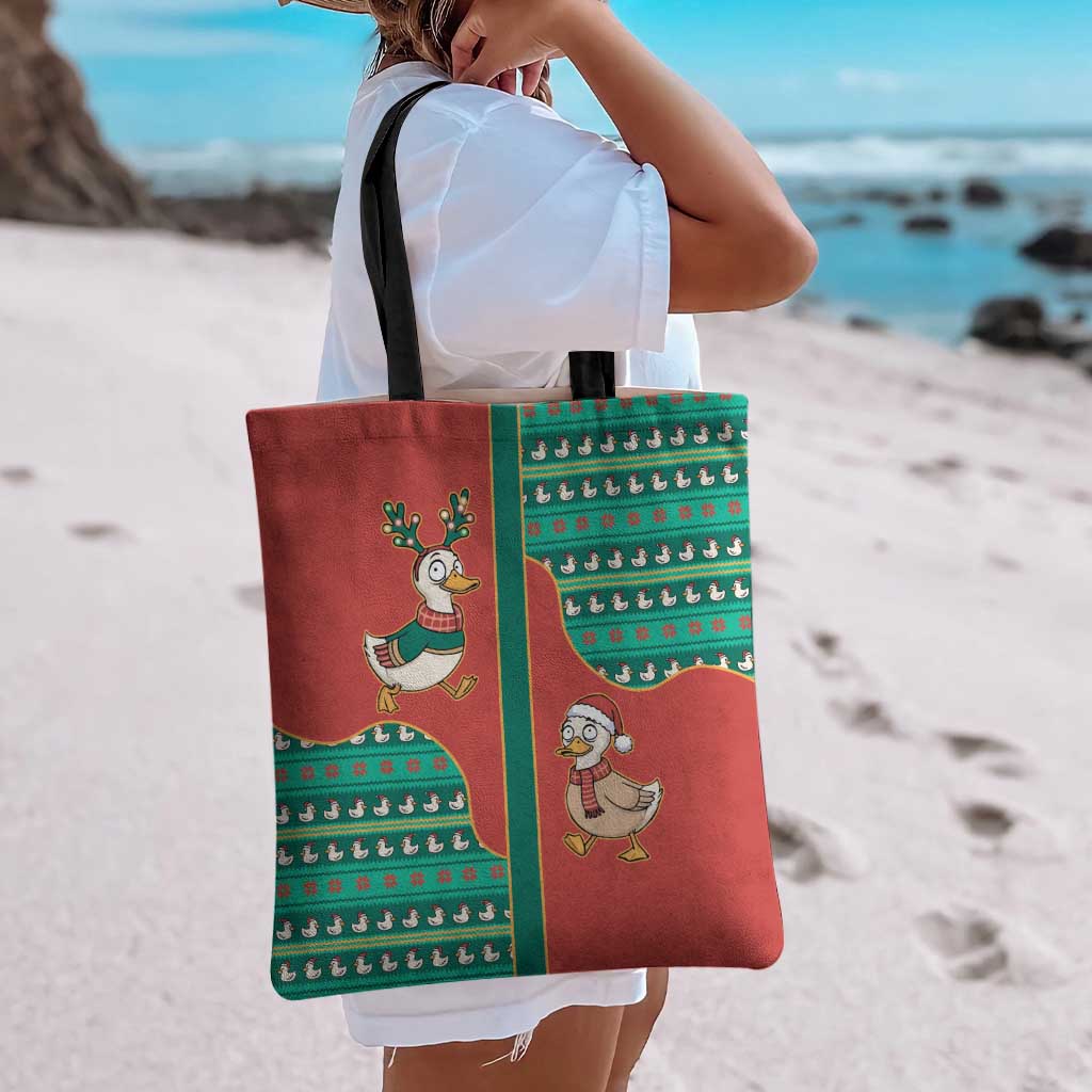 Western Yoke Tote Bag Merry Duckmas Funny Style - Wonder Print Shop