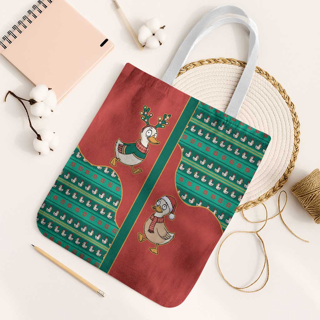 Western Yoke Tote Bag Merry Duckmas Funny Style - Wonder Print Shop